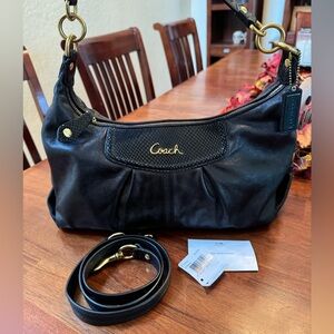 Coach black gold leather hobo purse faux snake